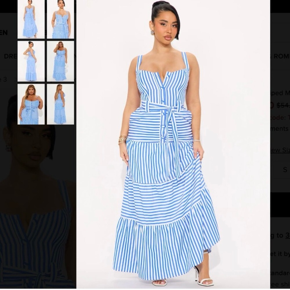 Fashion Nova Blue and White Maxi Sundress